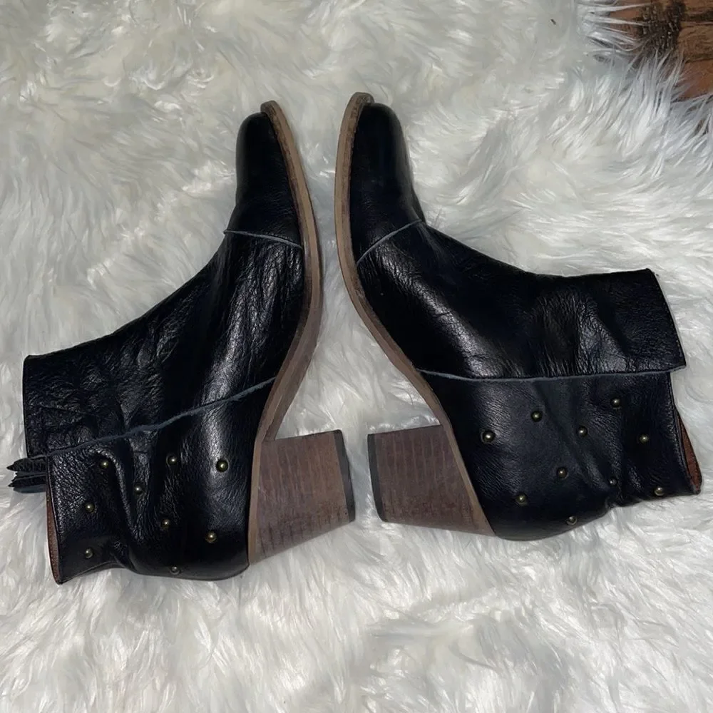 Eric Michael Black Leather Studded Ankle Bootie